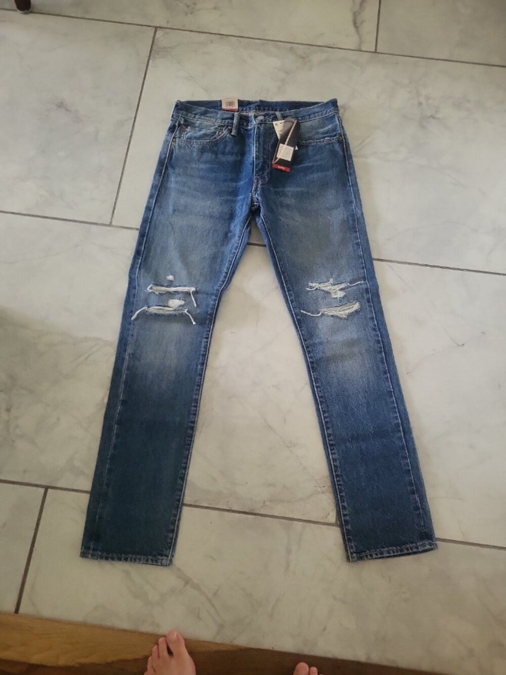 Men's Levi's 511 Slim Distressed Knee Jeans Denim Straight 34x34